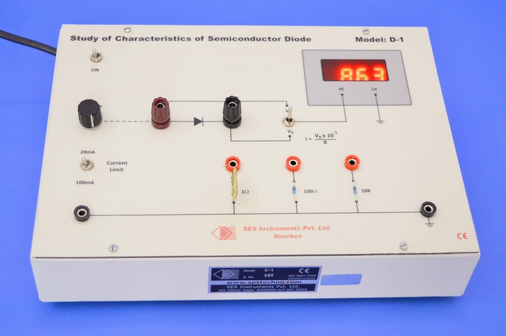 Study of Characteristics of Semiconductors Diodes Si (Ge: Zener + LED: D-1) (Model sku-73)