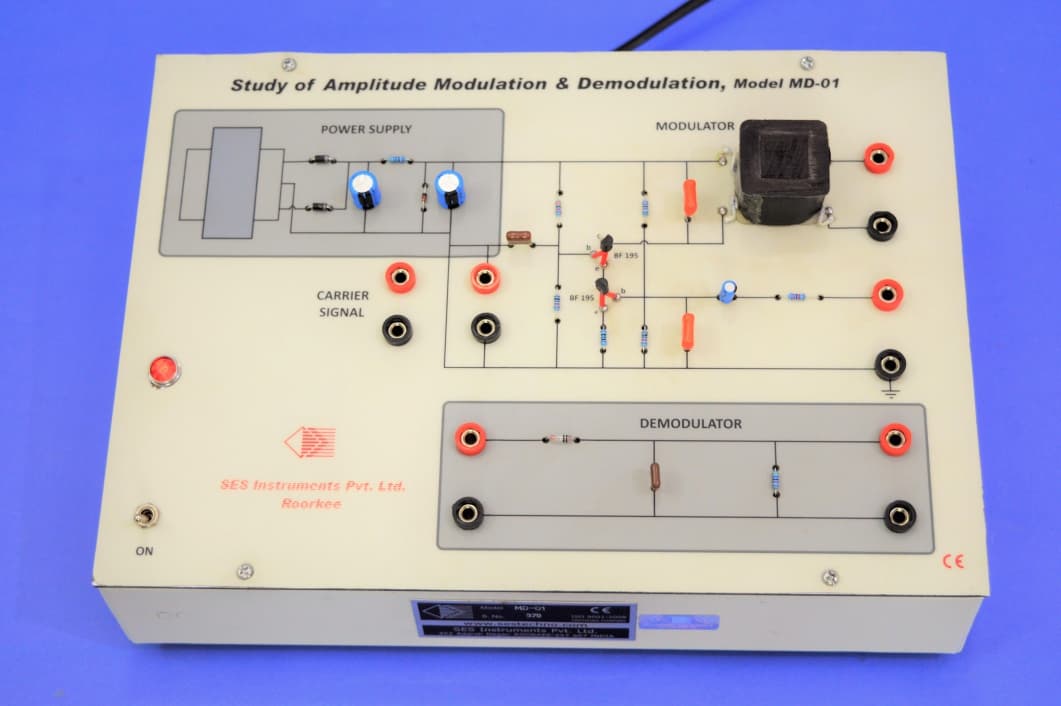 Study of Modulation & Demodulation with Built-in Carrier Frequency (Solid (MD-01) (Model MD-01)